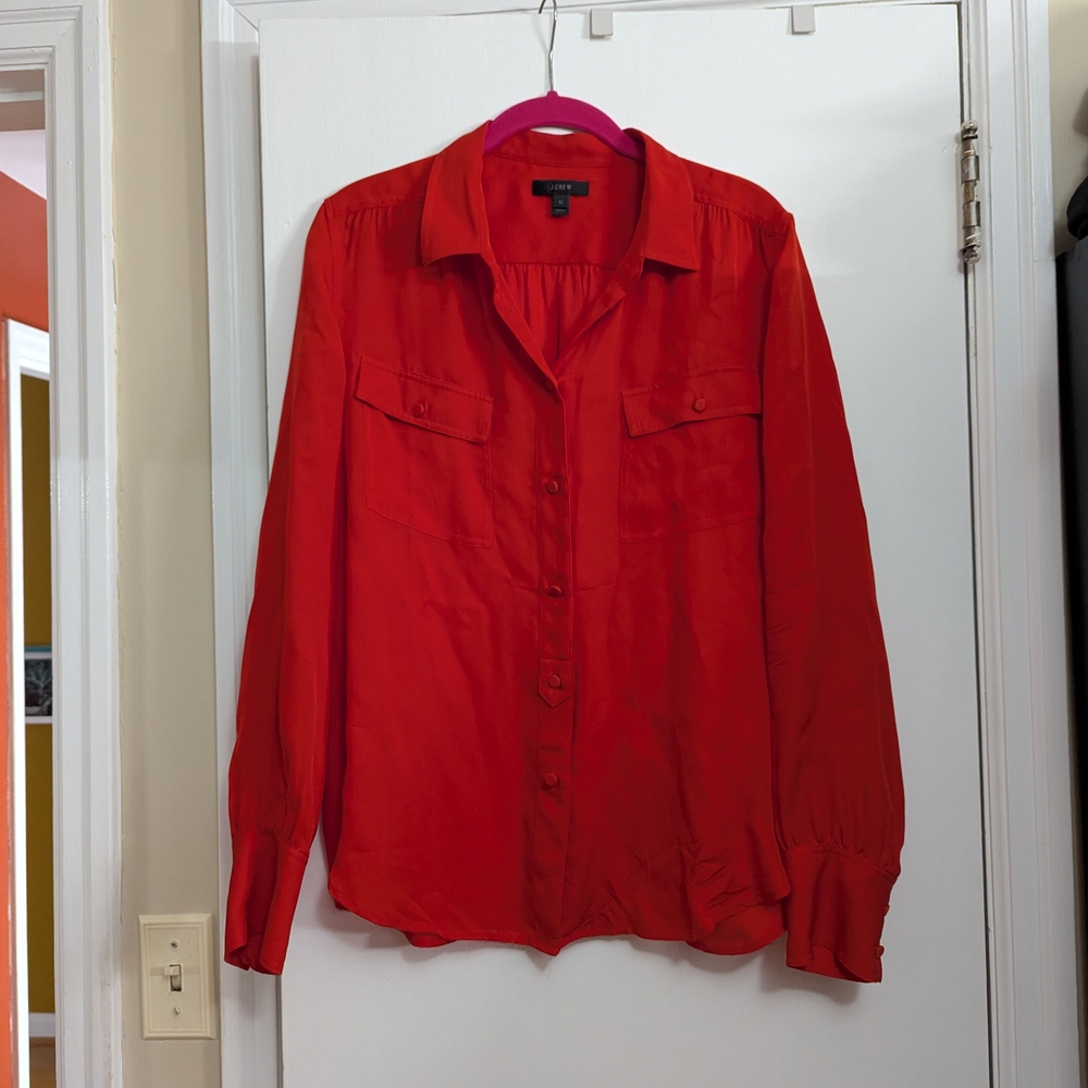 J. Crew Silk Red Blouse
